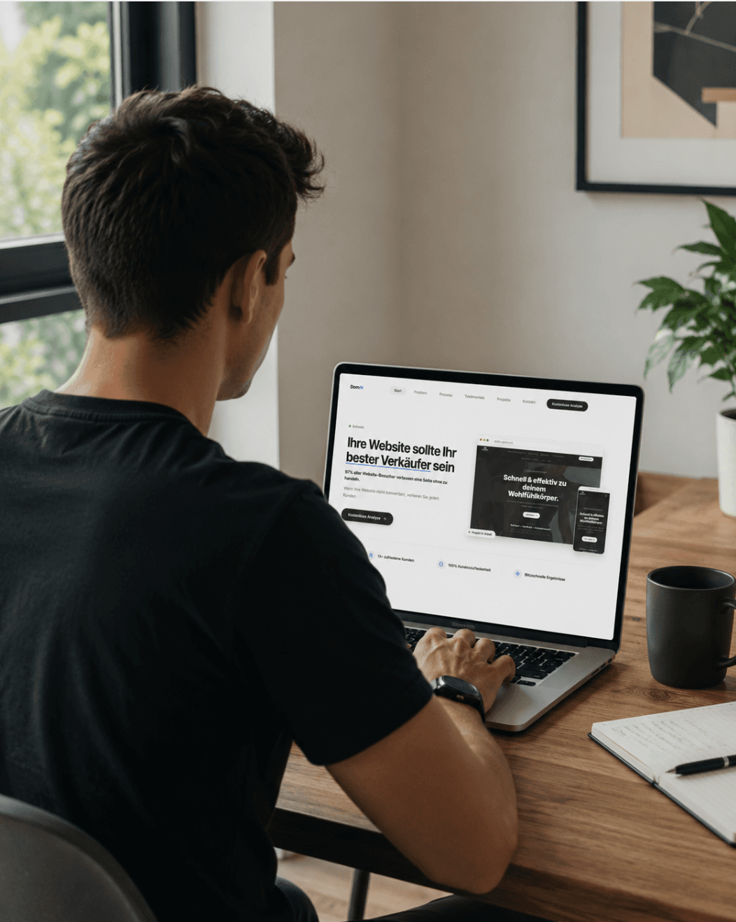 Francesco Domenech, Gründer von DomAI, arbeitet an einer Website