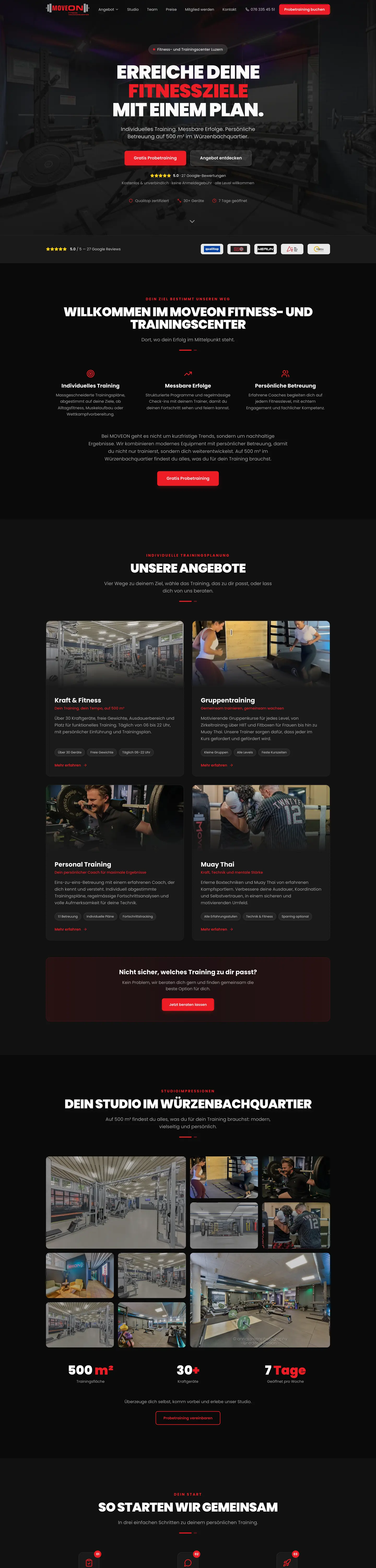 Startseite der Website von MoveOn Luzern